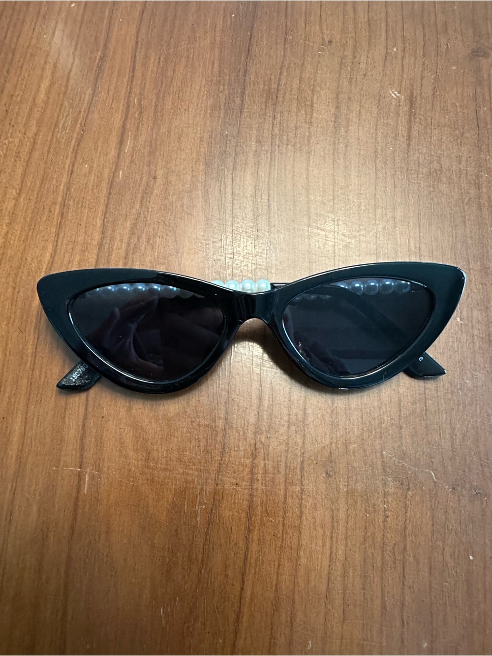 Anthropologie Black Cat-Eye Sunglasses with Pearl Bridge